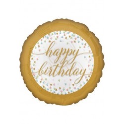 PALLONE MYLAR TONDO 17 42cm HAPPY BDAY CONFETTI