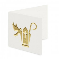 BIGLIETTINO BOMBONIERA 45x40mm CRESIMA COLOMBA ORO 14pz 17470C