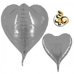 PALLONE MYLAR S/SHAPE 23'' CUORE ARGENTO 3D 58cm