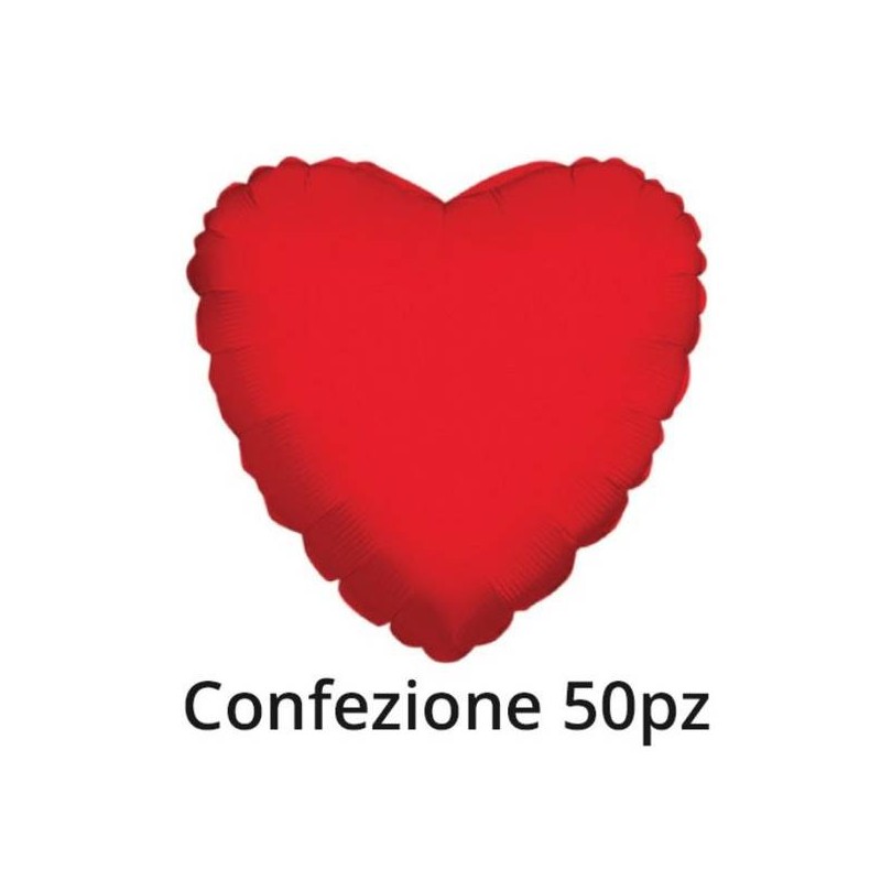 PALLONE MYLAR CUORE ROSSO 18 43cm 50pz RC