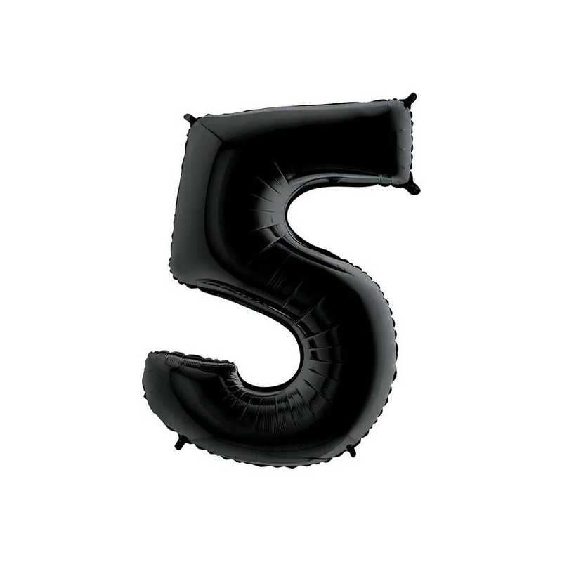 PALLONE NUMERO 5 MYLAR 102cm 40 NERO