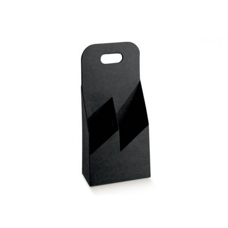 CESTELLO 2 BOTTIGLIE 15x7,5x30cm KRAFT NERO 5pz