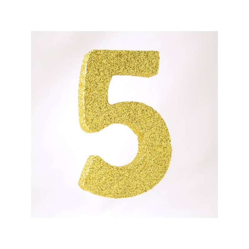 NUMERO POLISTIROLO GLITTER mm120x90 5 ORO