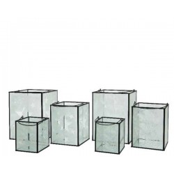 LANTERNA VETRO DECORO STELLE/RENNA 1pz 10x10x12,5cm