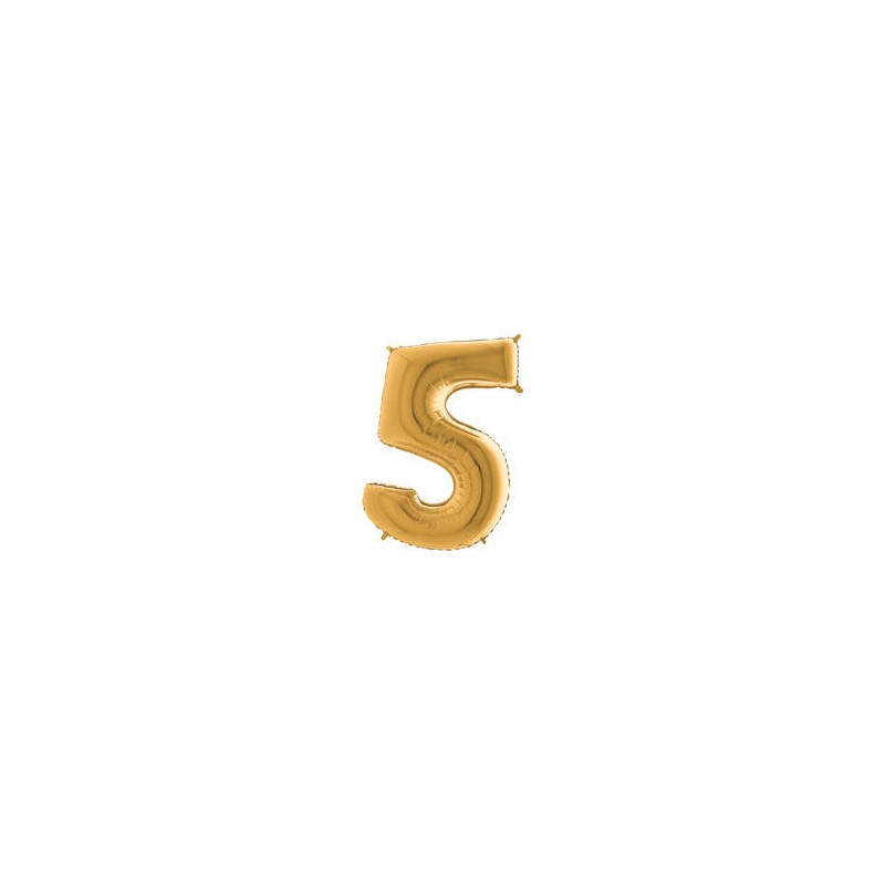 PALLONE NUMERO 5 MYLAR 102cm 40 ORO