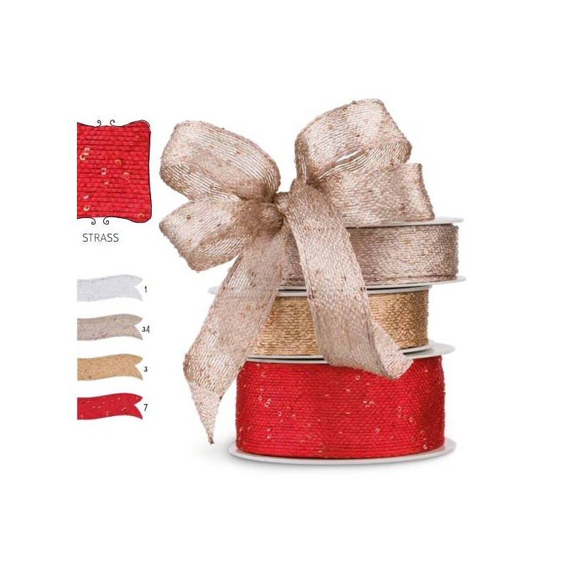 NASTRO ANIMATO 253 CON STRASS mm40x10mt 03-ORO