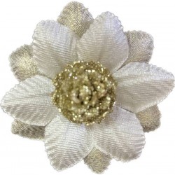 FIORE STELLA CON PIGNA ORO ø8cm CREMA 3pz