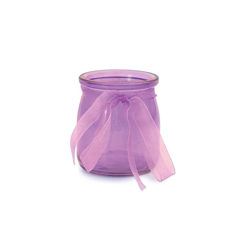 VASETTO VETRO COLOR C/ORGANZA 7,5x6,5cm VIOLA