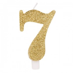 CANDELINA NUMERO 7 GLITTER ORO 9,5cm