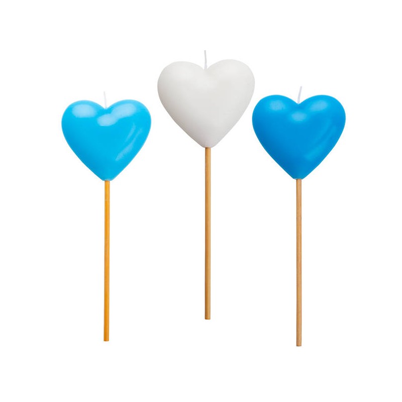 CANDELINE CUORE 20cm ASS. AZZURRO/BIANCO