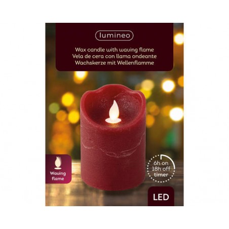 CANDELA ROSSA LED LUCE CALDA Ø7,5xh12,5cm