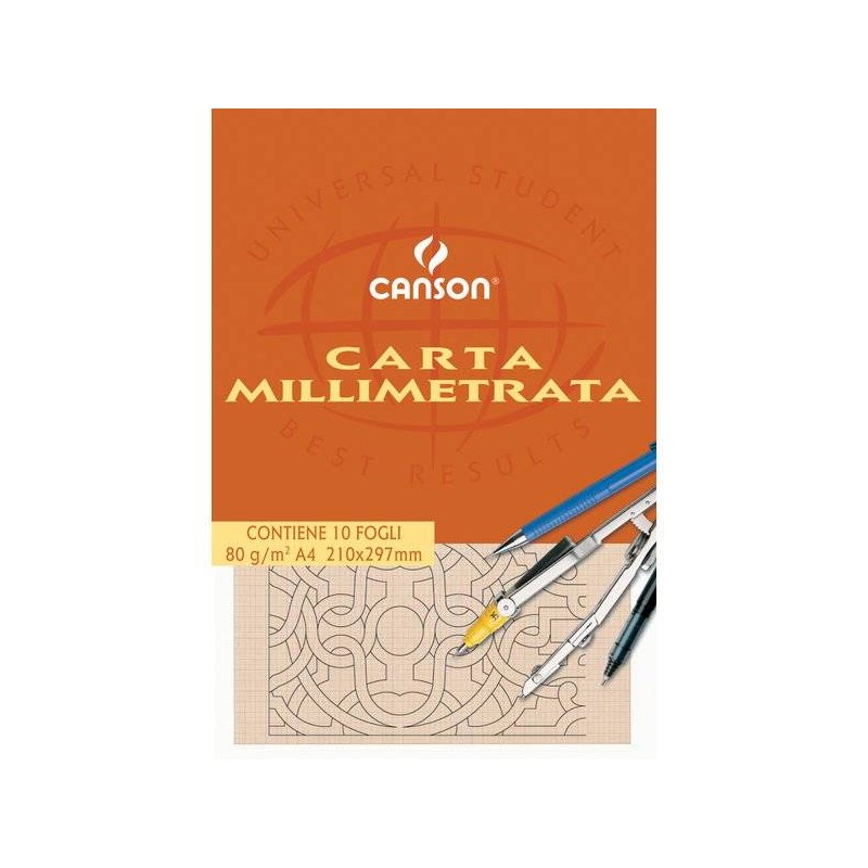 CARTA MILLIMETRATA CANSON 210x297mm A4 10FOGLI