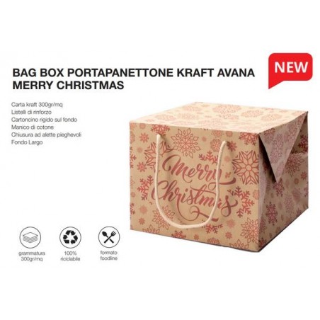 BAG BOX KRAFT MERRY CHRISTMAS 24x24x20cm AVANA
