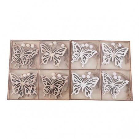 BOX FARFALLE C/APPENDINO IN LEGNO H.16cm 2ass.ti 12pz