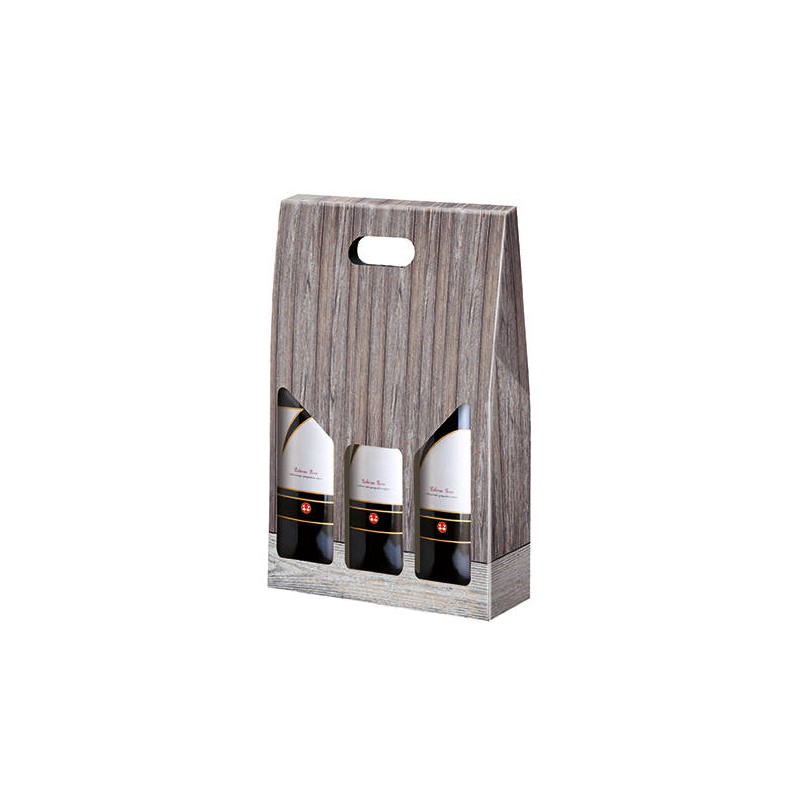 SCATOLA PORTA 3 BOTTIGLIE VINTAGE WOOD 27x9x38cm STICK
