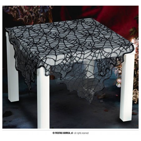 DECORAZIONE NERA IN PIZZO PER TAVOLO , RAGNATELA