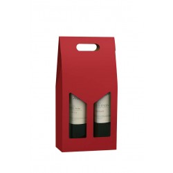 SCATOLA PORTA 2 BOTTIGLIE C/MAN. E FIN. 18x9x38cm ROSSO LISCIA