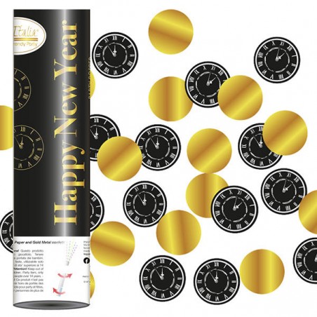 CANNONE SPARACORIANDOLI HAPPY NEW YEAR ORO/NERO 20cm