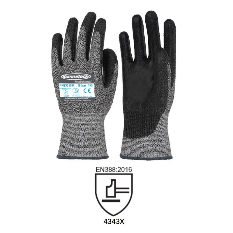 SUMMITECH GUANTI PI6(3) BK TAGLIA XL 10 - 1 PAIO
