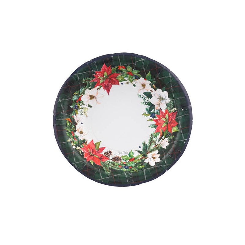 PIATTO FONDO ø24 CHRISTMAS IN TARTAN 8pz