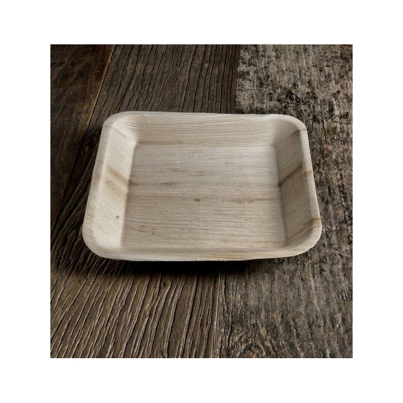 PIATTO QUADRATI 18x18cm FOGLIA DI PALMA 25pz BIO COMPOSTABILE