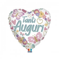 PALLONE MYLAR CUORE 18 45cm TANTI AUGURI FLOREALE