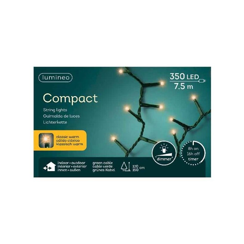 LUCI 350 LED 750cm FILO VERDE - BIANCO CALDO INT/EST