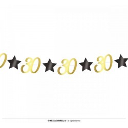 FESTONE COMPLEANNO STELLE ORO NERO 30anni 3mt