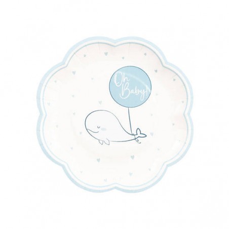 PIATTI  OH BABY ! AZZURRO 20cm 8pz