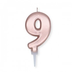CANDELINA NUMERO 9 ROSE GOLD METAL 10cm