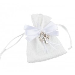 SACCHETTO BIANCO C/ALBERO VITA METALLO H.11cm 12pz