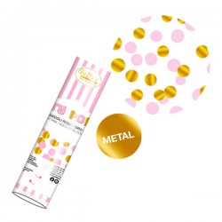 PARTY POPPER FOIL CONFETTI ROSA-ORO 20cm GIVI