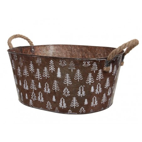 CESTO LATTA RAME NATALE 40x28x17cm