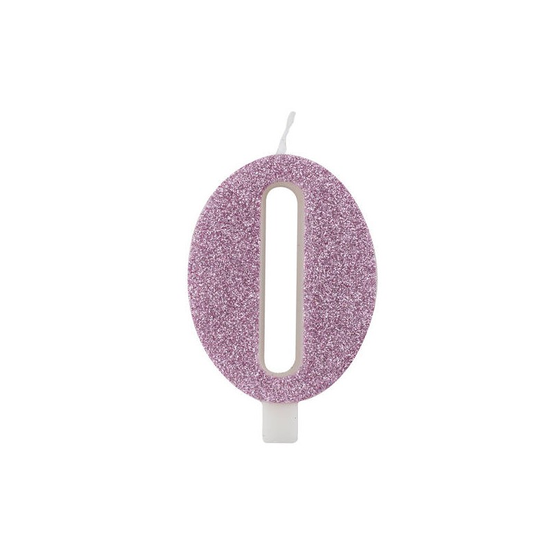 CANDELINA NUMERO 0 GLITTER MALVA 9,5cm