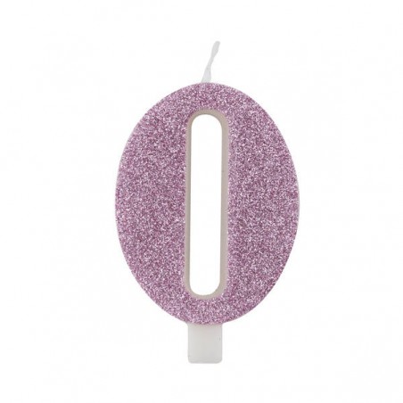 CANDELINA NUMERO 0 GLITTER MALVA 9,5cm