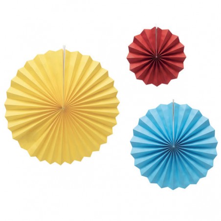 DECORAZIONE VENTAGLI IN CARTA RAINBOW SFUMATI 20/30/40cm 3pz
