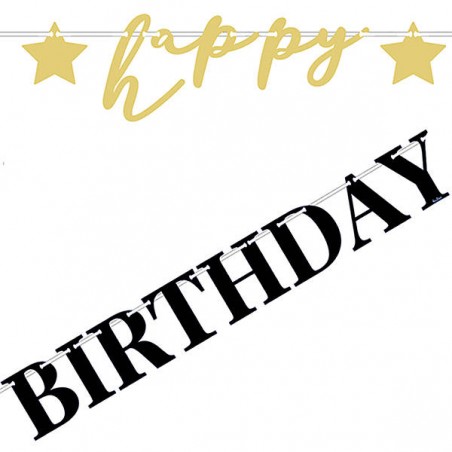 FESTONE HAPPY BIRTHDAY METAL NERO/ORO 1,7mt