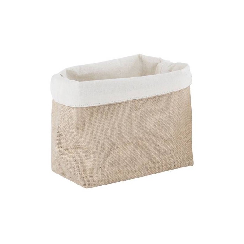 CESTINO MORBIDO DI JUTA E COTONE 18x18x10cm NATURALE