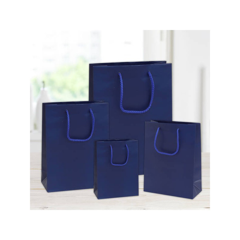 SHOPPER IN CARTA PLASTIFICATA OPACA 10+6,5x12cm BLU