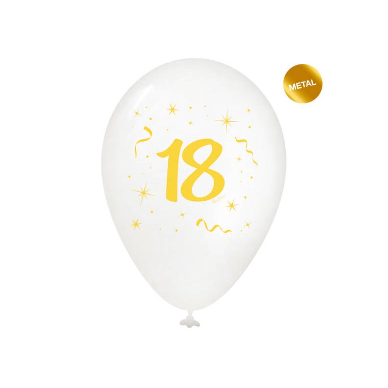 PALLONCINI LATTICE MEDIUM BIANCHI STAMPA 18 ORO 12pz