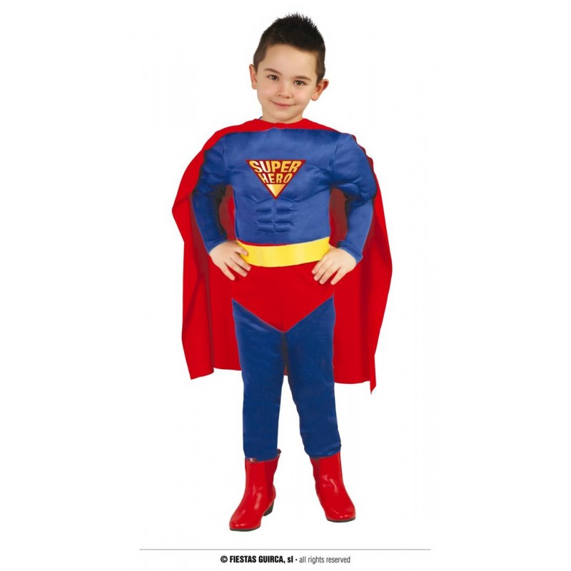 COSTUME SUPER EROE MUSCOLOSO BAMBINO 7 - 9 ANNI