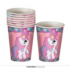 BICCHIERI CARTA 200cc UNICORNO ROSA 8pz