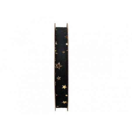 NASTRO VELLUTO STELLE ORO mm15x15mt NERO