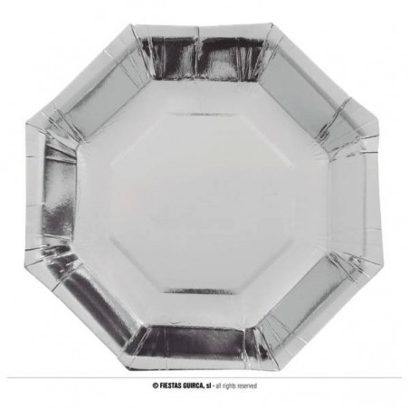PIATTI OTTAGONALI 23cm ARGENTO 6pz