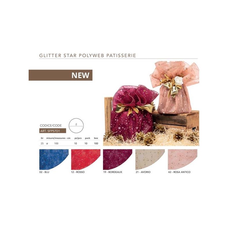 SOTTOVASO POLYWEB GLITTER STAR ø100cm 10pz 21-AVORIO