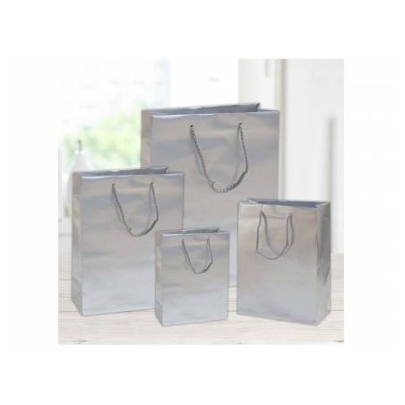SHOPPER IN CARTA PLASTIFICATA OPACA 10+6,5x12cm ARGENTO