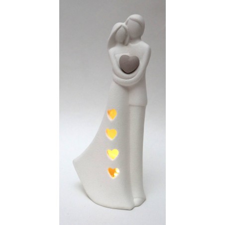COPPIA SPOSI CON LED 16cm BIANCO SAND CON GIFT BOX