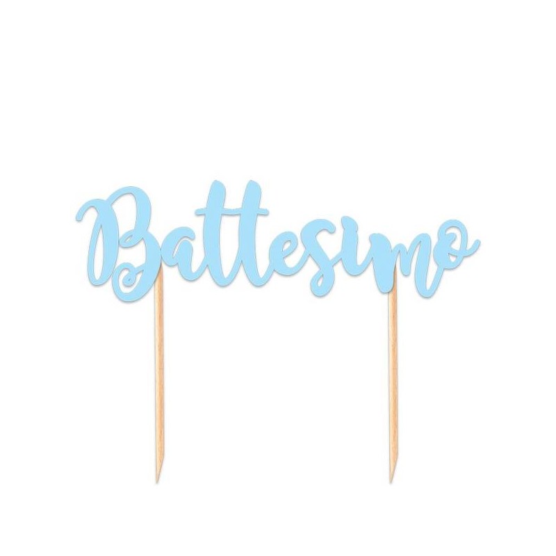 CAKE TOPPER ITALIC BATTESIMO AZZURRO 20x13cm