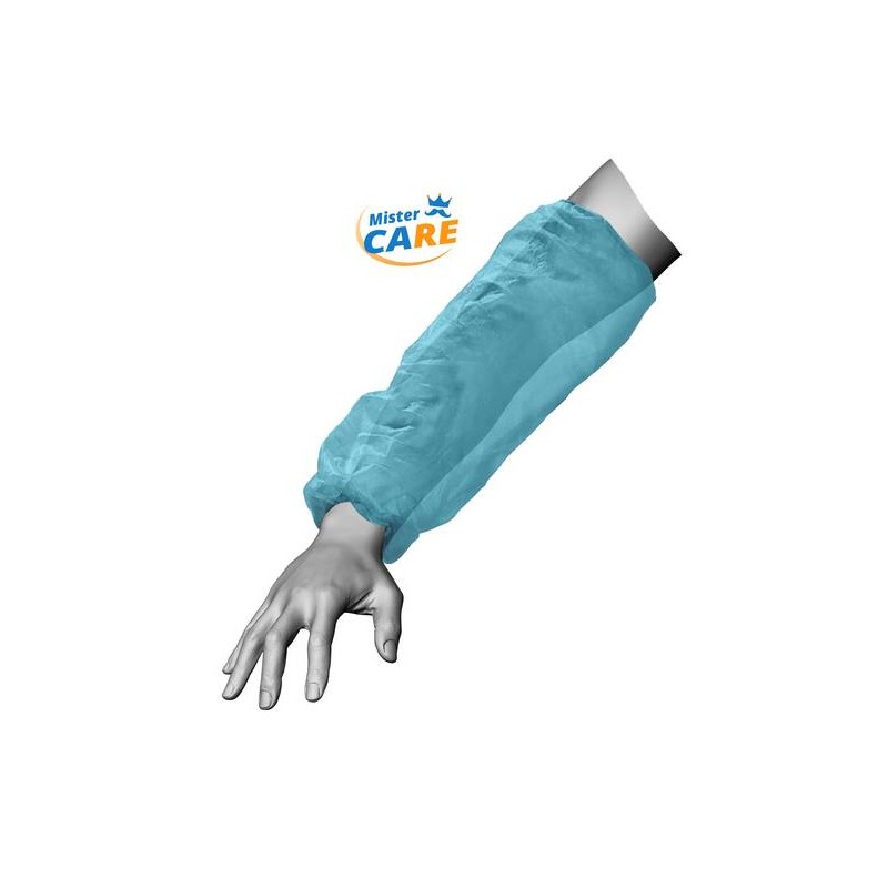 Mr.Care - MANICOTTO PP C/ELASTICI CUCITI 30gr/mq AZZURRO 100pz