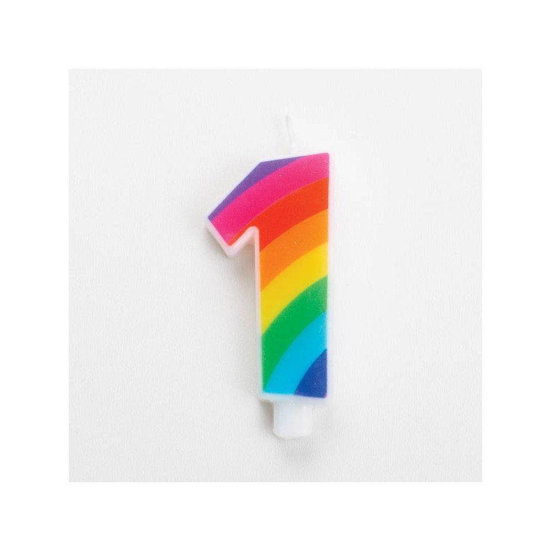 CANDELINA NUMERO 1 SCINTILLANTI RAINBOW 9,5cm